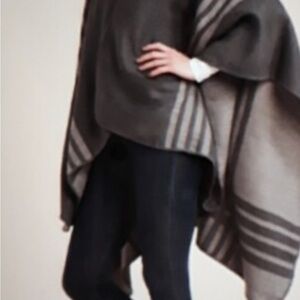 BB Dakota Gray Striped Poncho